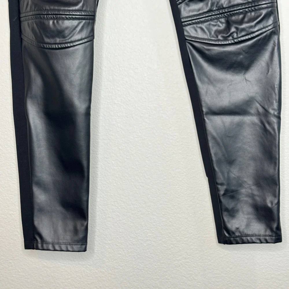 DENIM & SUPPLY Ralph Lauren Mixed Media Legging MED Black Faux Leather Moto Goth
